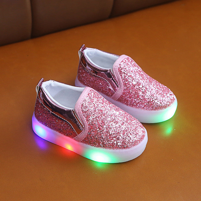 Zapatillas de deporte LED para niños Zapatillas de deporte iluminadas para bebés y niños pequeños Zapatos ligeros con lentejuelas para niñas