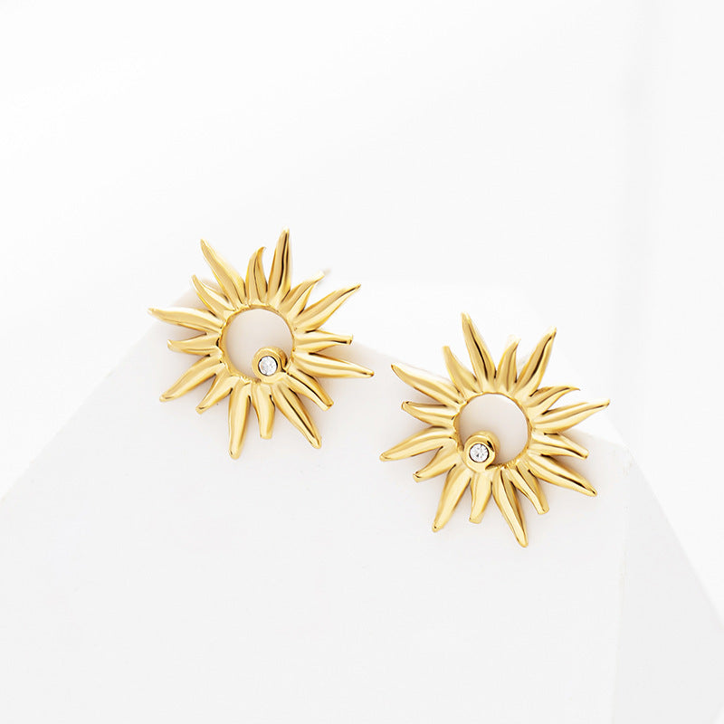 Clous d'oreilles Stereo Sun Flower en acier titane