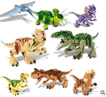 Bloques de construcción de dinosaurios coloridos jurásicos, rompecabezas para niños, montaje e inserción de juguetes para niños