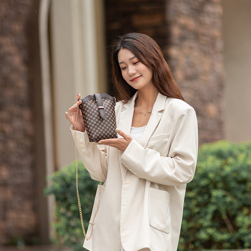 Bolso pequeño para teléfono móvil con bandolera que combina con todo a la moda y mini cubo