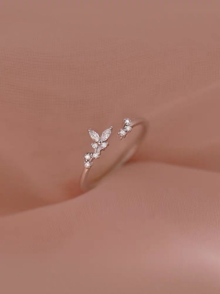 Bague plaquée argent Bague de jointure fine papillon