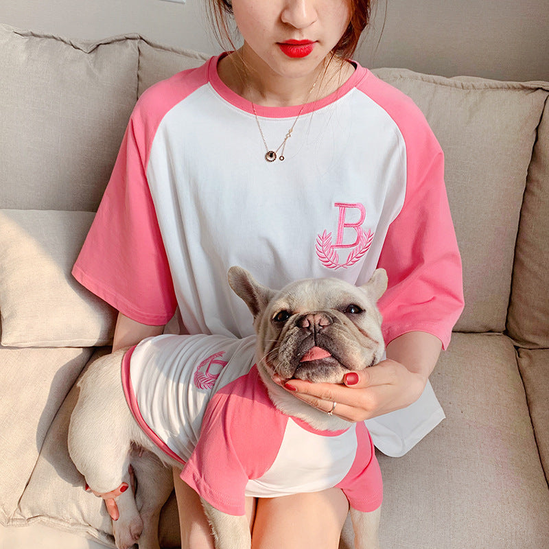 Ropa para perros ropa de manga corta para padres e hijos