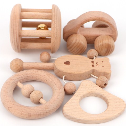 Jouet éducatif en bois de hêtre, jouet Montessori sans laque
