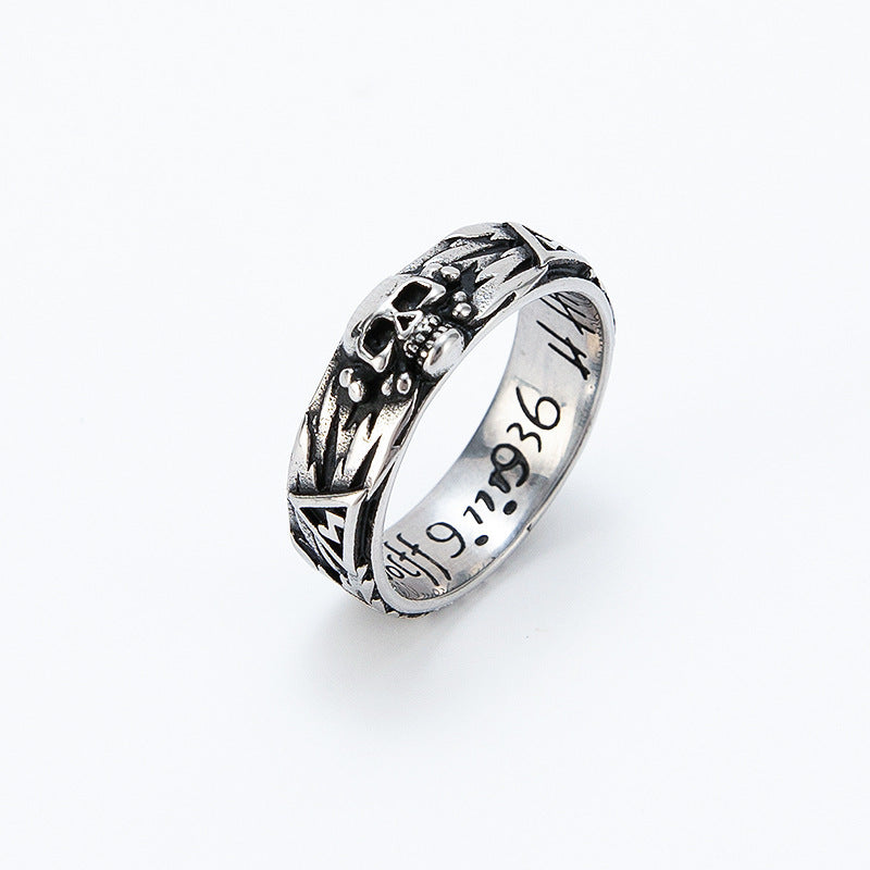 Skull Couple Ring Vintage Old Domineering Men's Cross Stainless Steel Ring