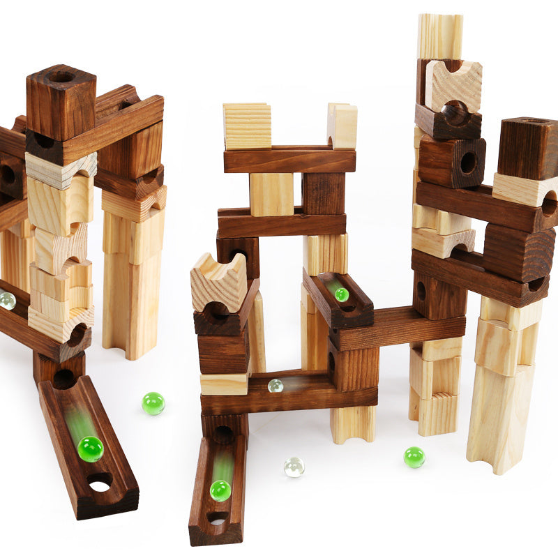 Blocs de Construction de billes en bois, labyrinthe, jouets éducatifs de Construction de Style montagnes russes, cadeaux pour enfants