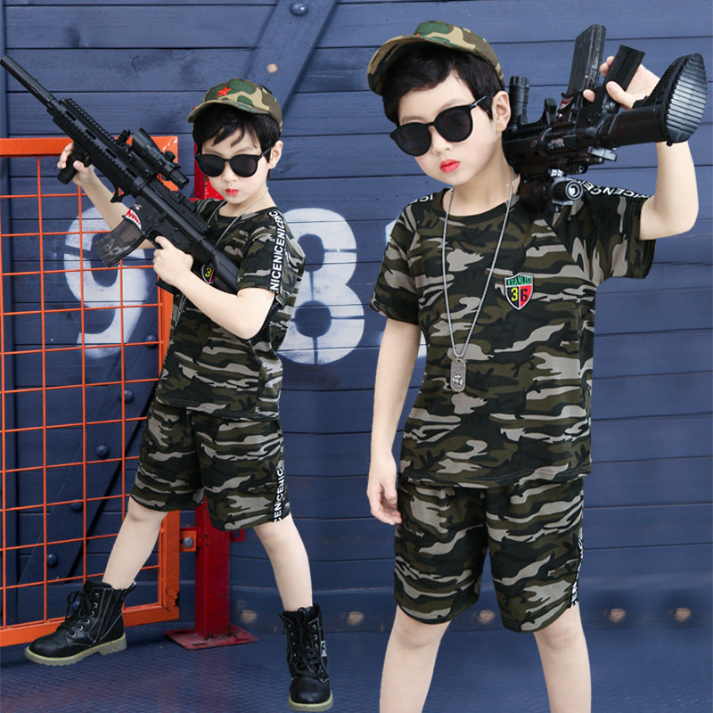 Vêtements d'été camouflage à manches courtes pour garçons 