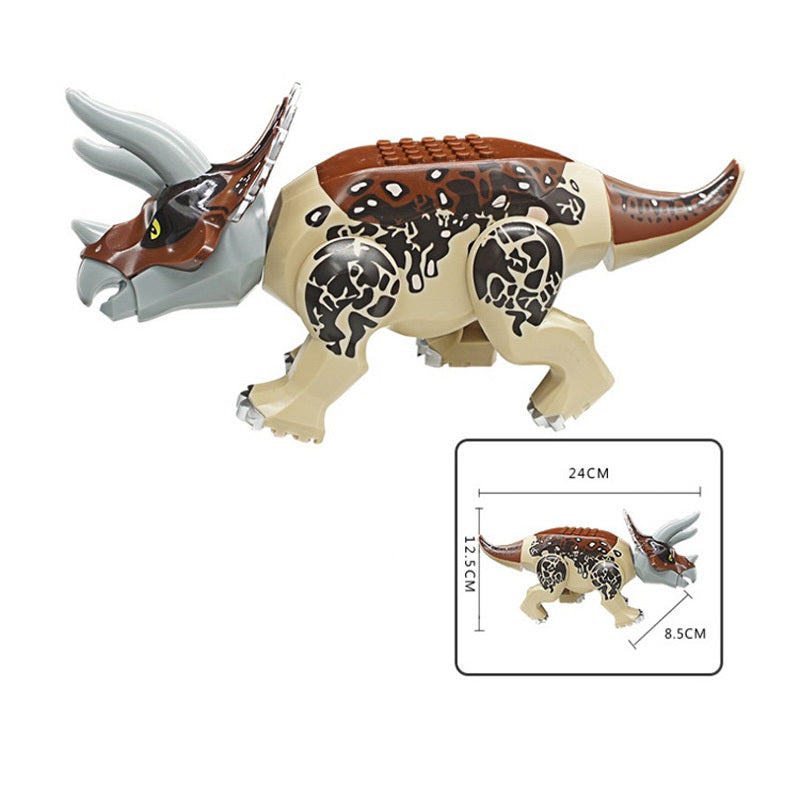 Bloques de construcción de dinosaurios coloridos jurásicos, rompecabezas para niños, montaje e inserción de juguetes para niños