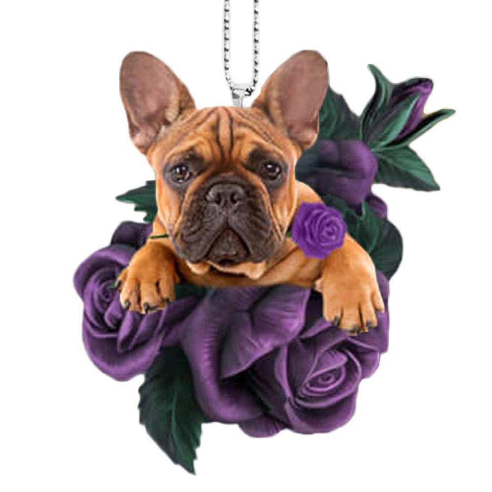 Colgante plano de acrílico con perro rosa