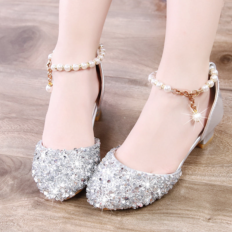 Zapatos de cristal para niña Zapatos de vestir Tacones altos para niños