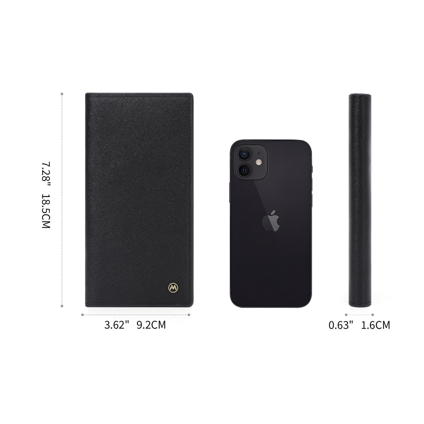 Cartera de hombre con patrón cruzado largo a la moda