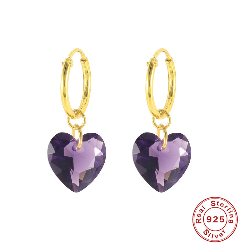 Pendientes de cristal personalizados de moda creativos de lujo ligeros en forma de corazón