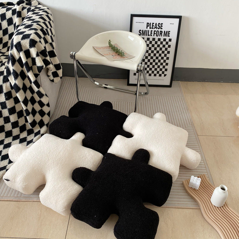 Oreiller en forme de Puzzle créatif en peluche, coussin moderne épissable, coussin de taille pour salon, décoration de la maison