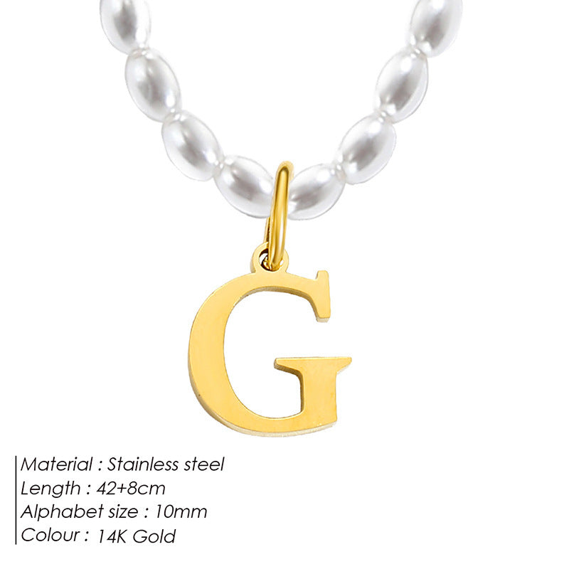 Collar de letras de acero inoxidable con diseño minoritario de lujo ligero