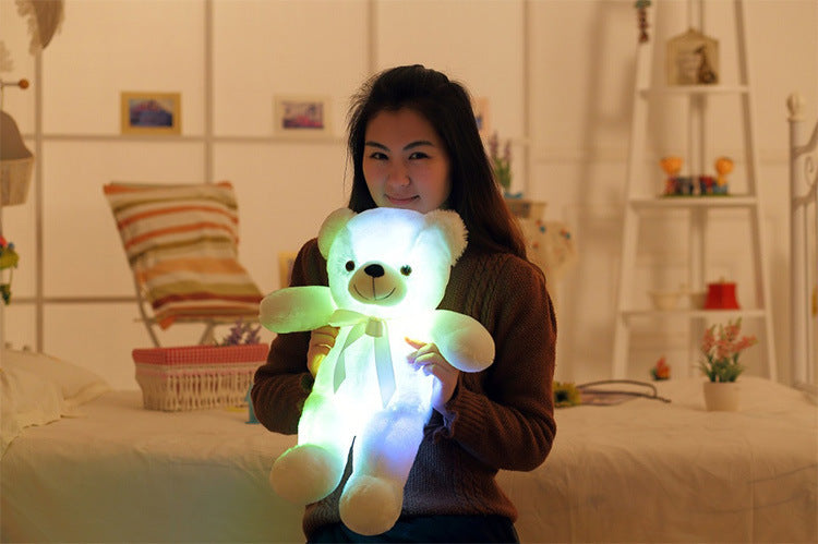 Créatif éclairage LED ours en peluche animaux en peluche jouet coloré brillant cadeau de noël pour enfants oreiller