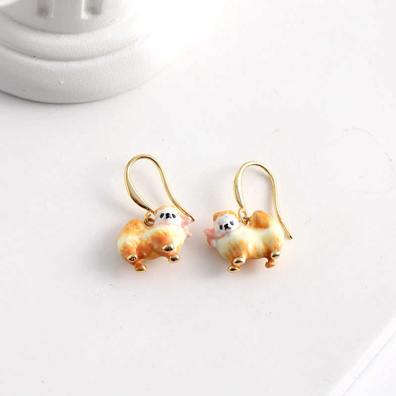 Boucles d'oreilles à tige en émail de Poméranie marron