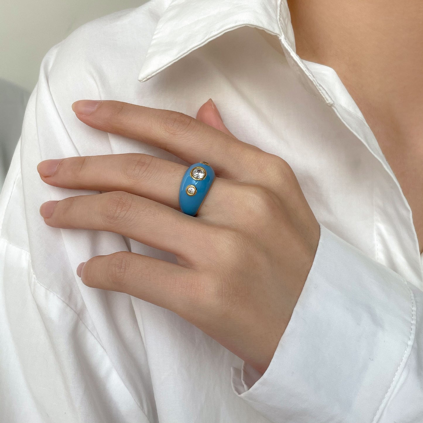 Bague Femme Émail Couleur Personnalité