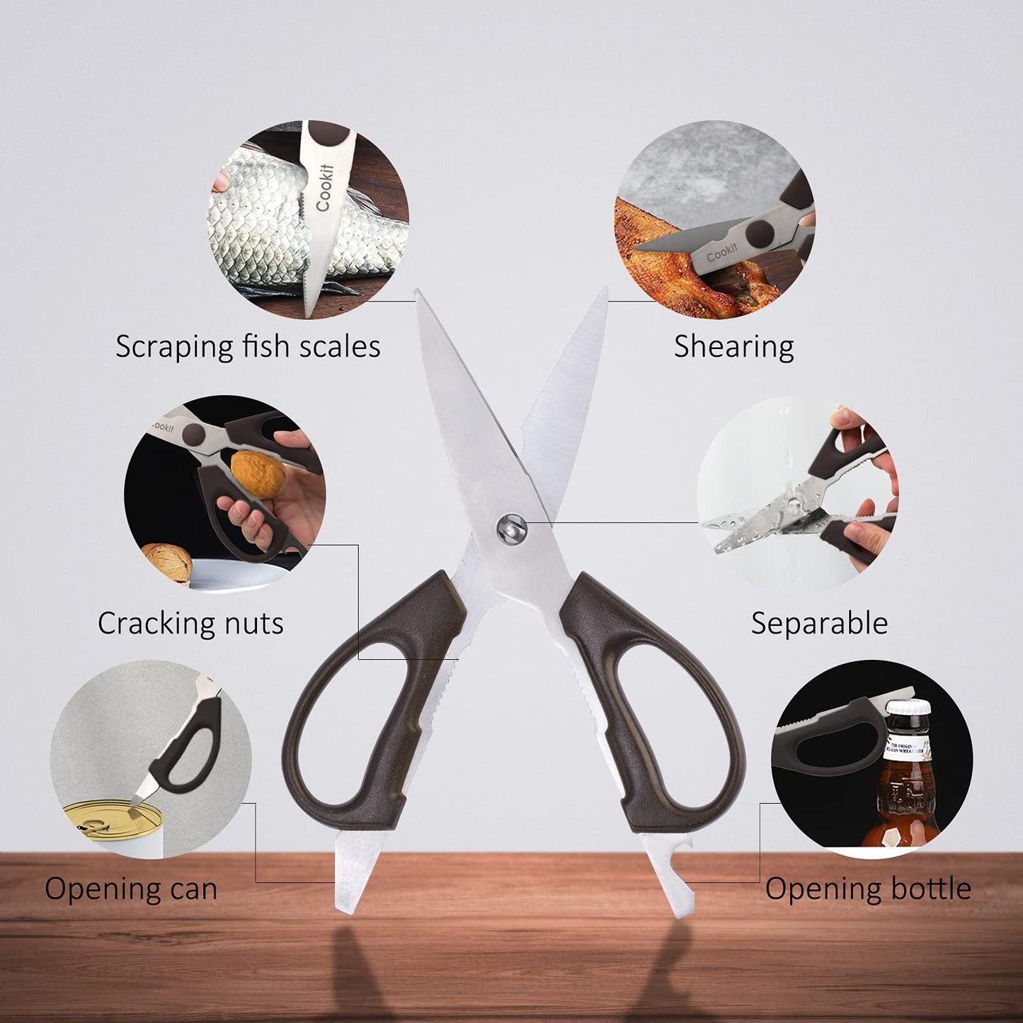 Bloc à couteaux avec couteau, ensemble de 9 couteaux de cuisine tranchants avec support de bloc en acrylique, manche en bois avec aiguiseur manuel, ciseaux à éplucher - Meilleur ensemble de couverts cadeau Plateforme Amazon