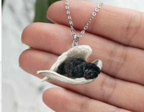 New Unique Dogs And Cats Sleeping Angel Pendant Car Key Ring