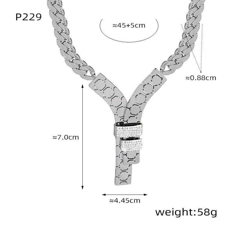 Fashion Trend Y Letter Zircon-inlaid Pendant Necklace For Women