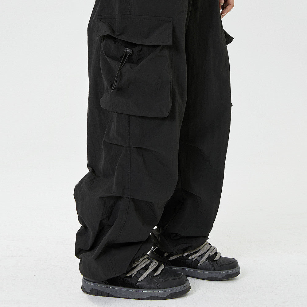 Men's Loose Design Pleated Drawstring Ankle-tied Trousers
