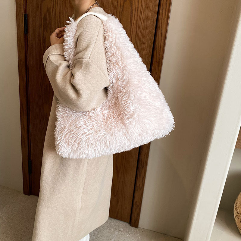 Sacs à main en peluche pour femmes, sac à bandoulière de grande capacité, mignon mode de luxe de styliste, fourre-tout tendance, nouvelle collection automne et hiver