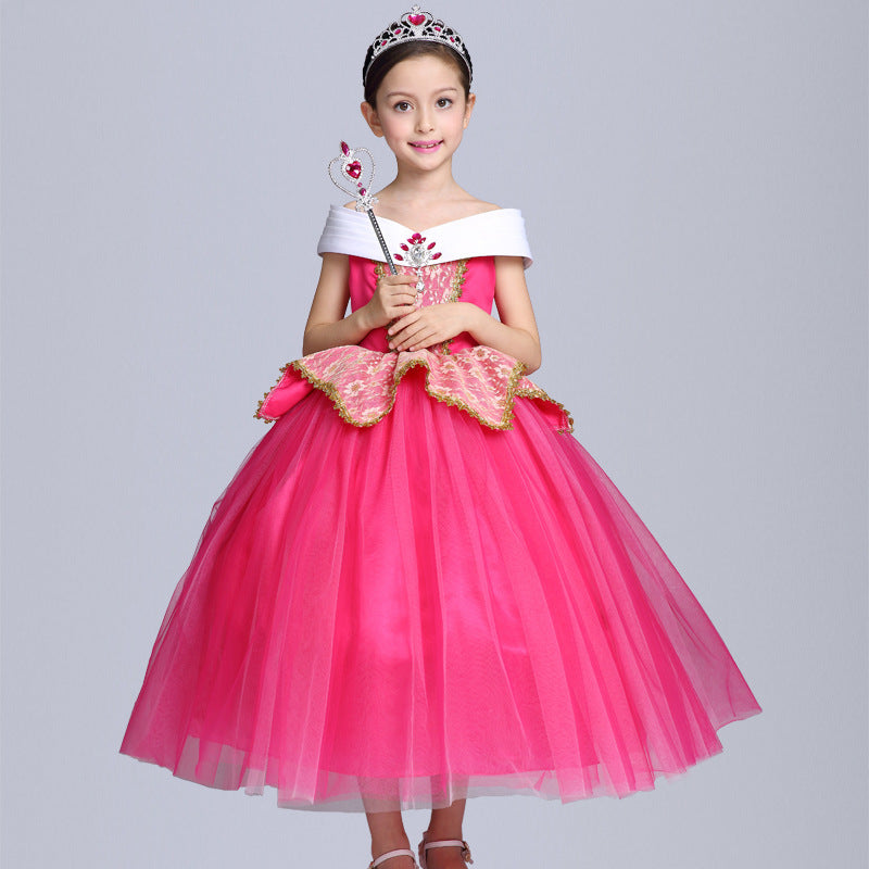 Robe princesse Aurora pour filles, Costume d'halloween, vêtements de spectacle