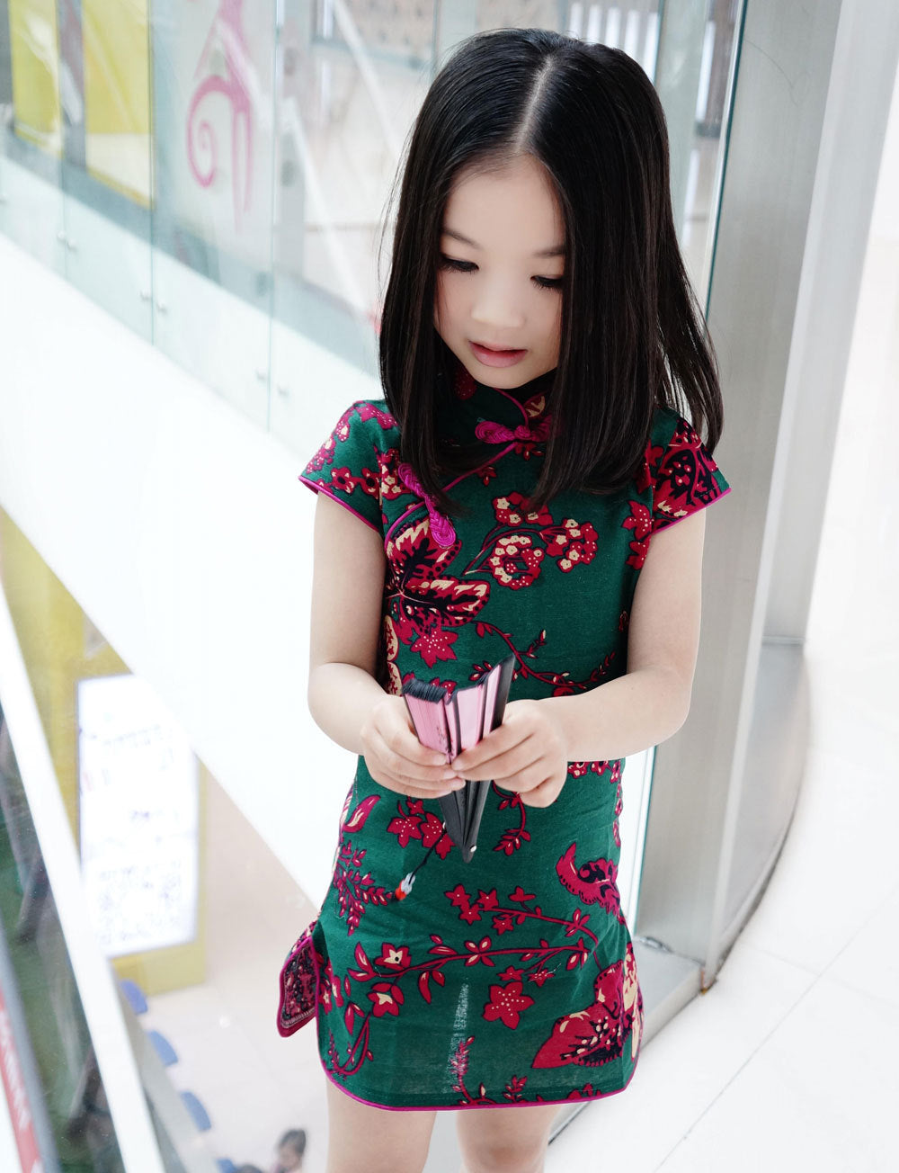 Filles Mianma cheongsam parent-enfant femelle jupe petite fille scout été Tangzhuang Qipao robes