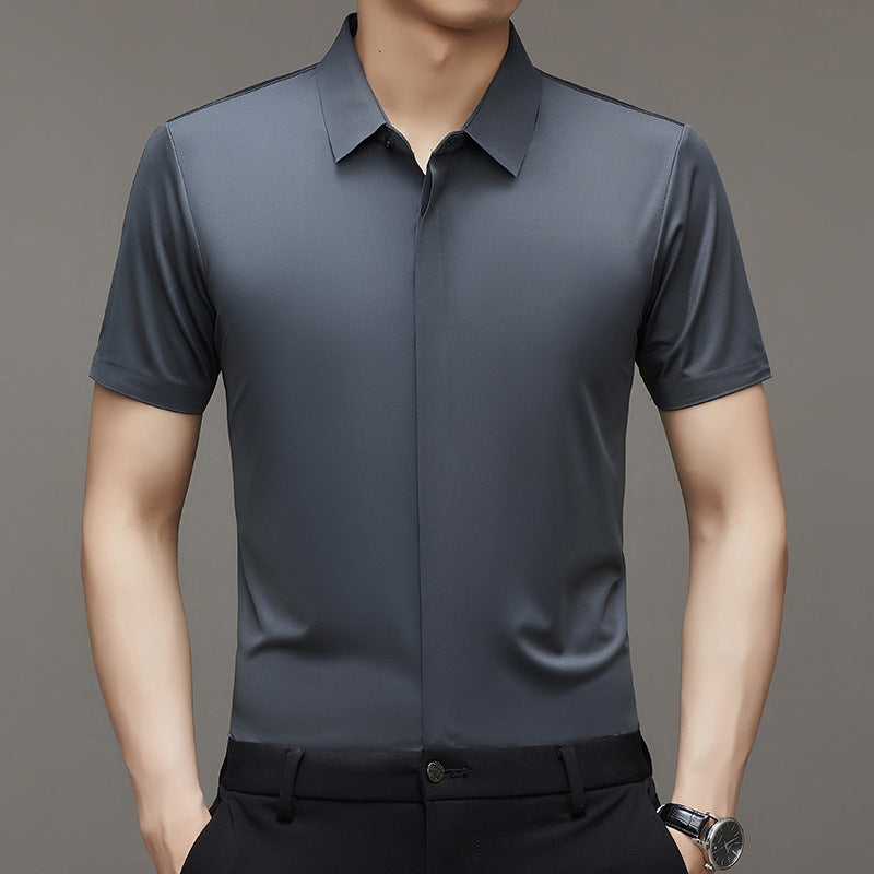 Pure Color Seamless Men's Shirt Business Casual
