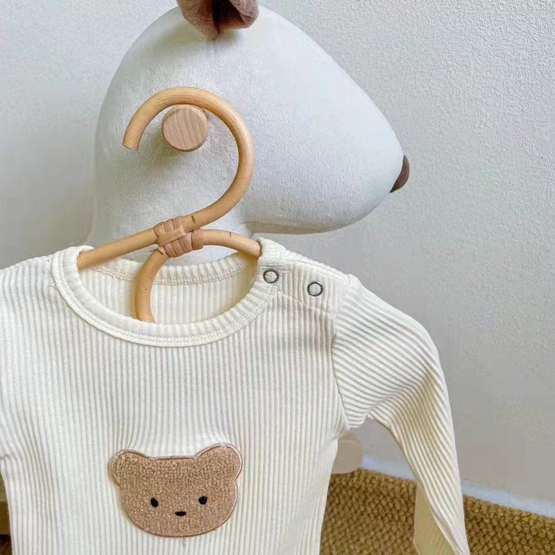 Vêtements de printemps et d'automne pour bébé imprimé tête d'ours mignon