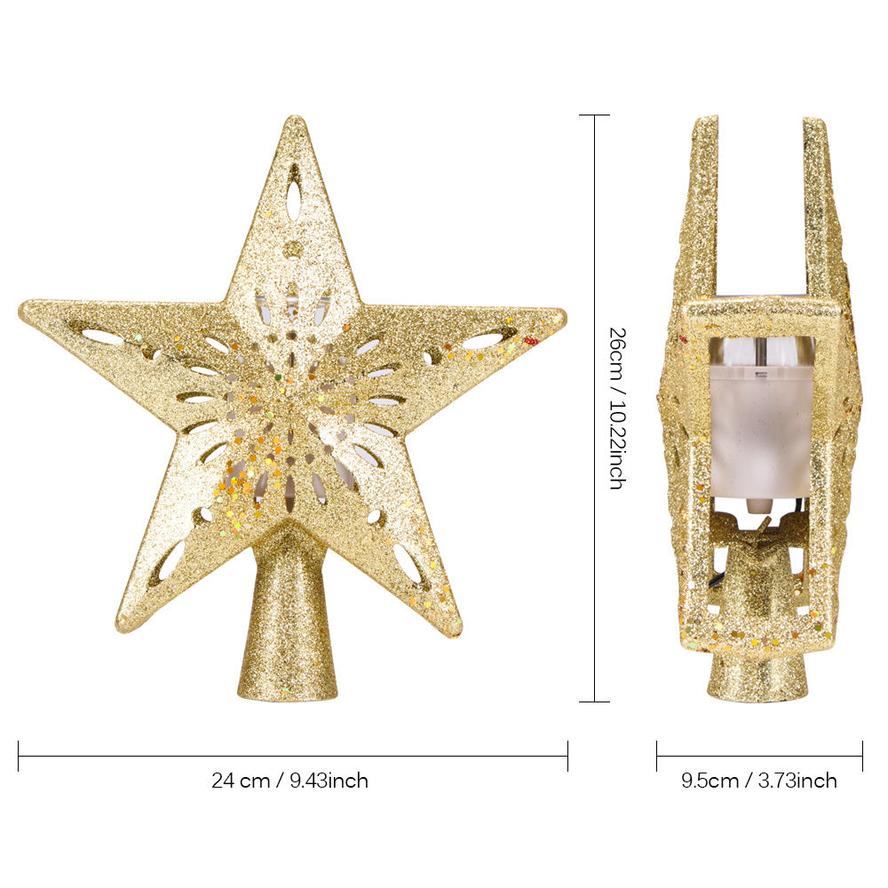 Lumière supérieure d'arbre de noël en forme d'étoile et de flocon de neige, projecteur Laser LED, lumières d'ornement d'arbre de noël
