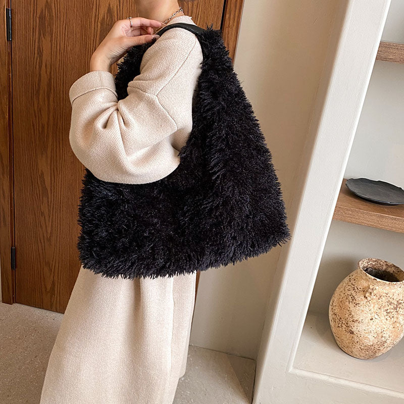 Sacs à main en peluche pour femmes, sac à bandoulière de grande capacité, mignon mode de luxe de styliste, fourre-tout tendance, nouvelle collection automne et hiver