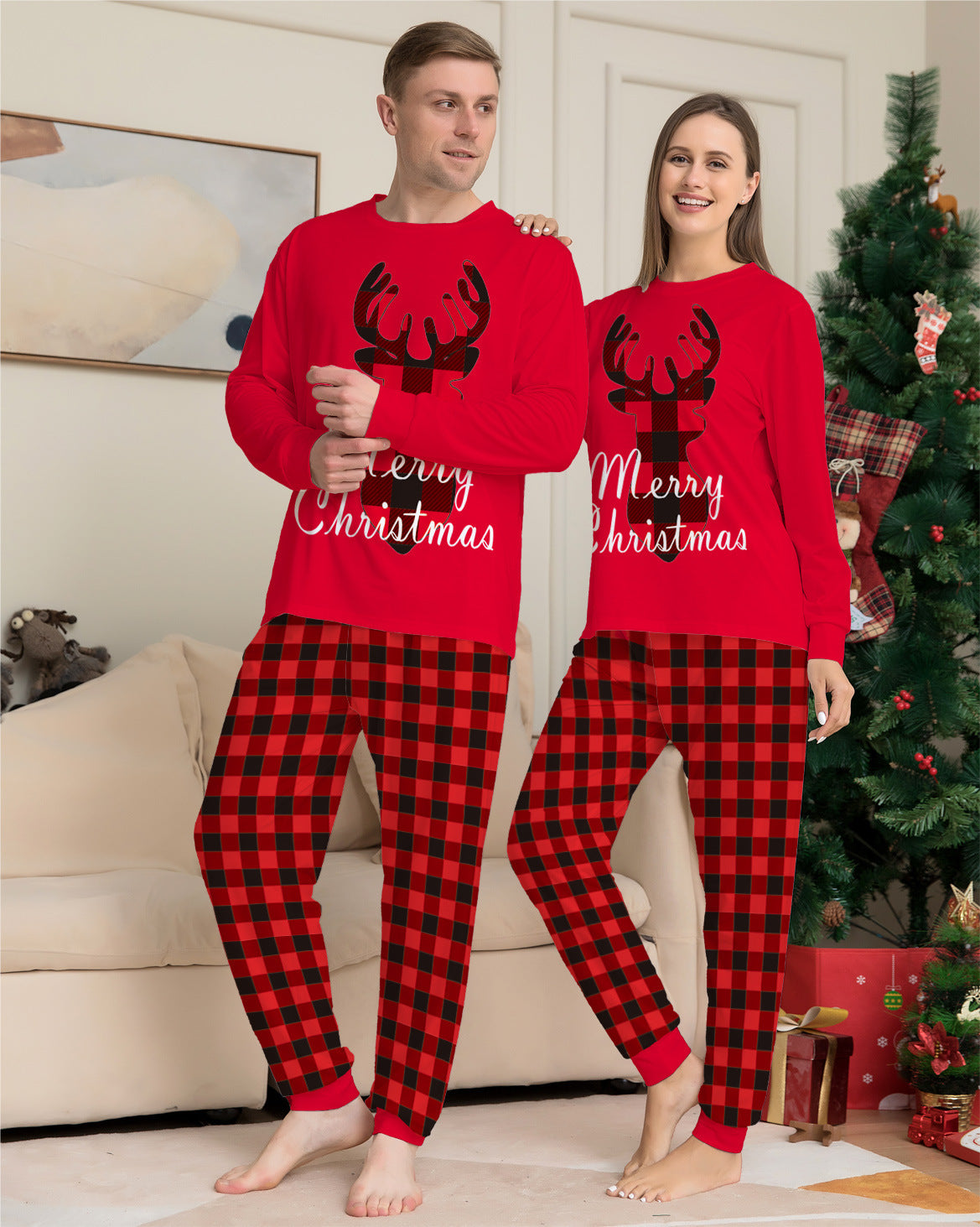 Noël famille correspondant pyjamas ensemble noël vacances pyjamas wapiti haut pantalon ensemble pyjamas pour famille maman papa enfants bébé