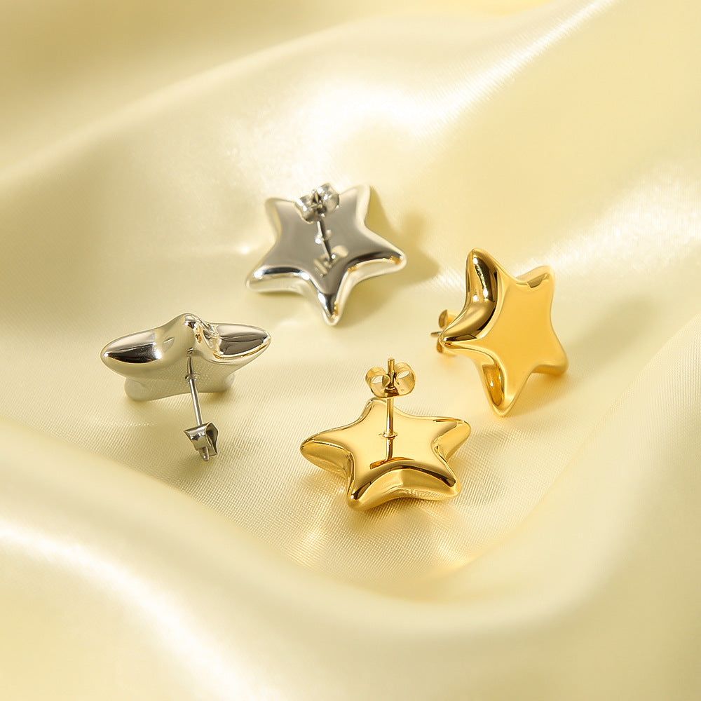 Boucles d'oreilles pentagramme en acier inoxydable pour femme