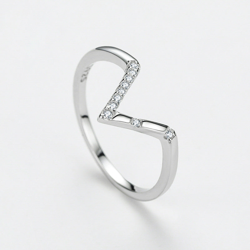 Women's Fashion V-shaped S925 Sterling Silver Ring