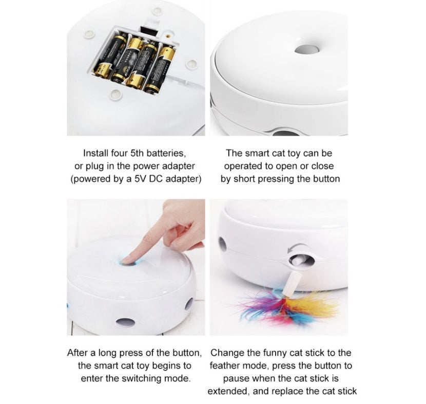 Juguete eléctrico para gatos, divertido, inteligente, palo para gato, plato giratorio automático