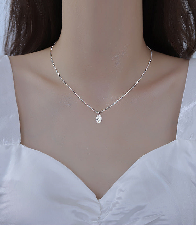 S925 Sterling Silver Diamond Water Drop Necklace Female Clavicle Chain