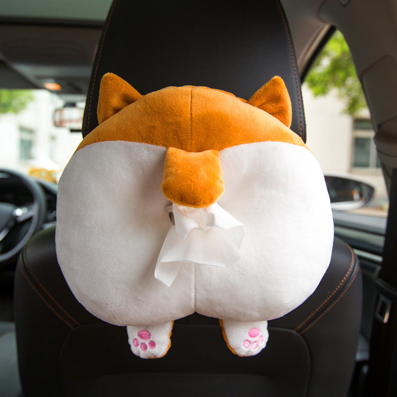 Couverture de tissu de voiture de pompage de tissu en peluche de voiture créative Corgi Ass