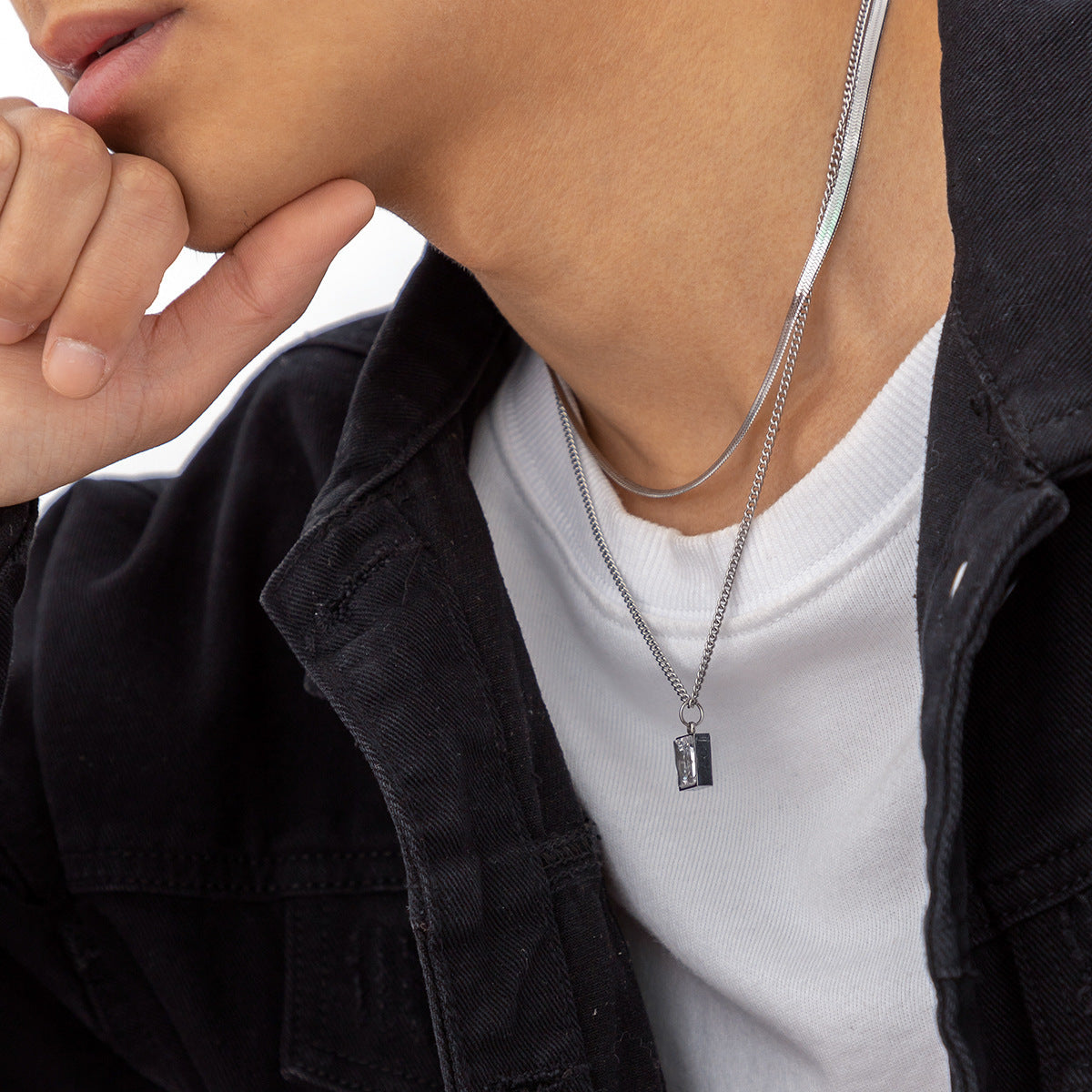 Simple Fashion Square Diamond Snake Bones Chain