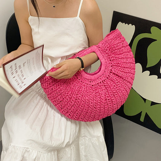 Sac de plage tissé, sac à main décontracté assorti avec tout, rétro