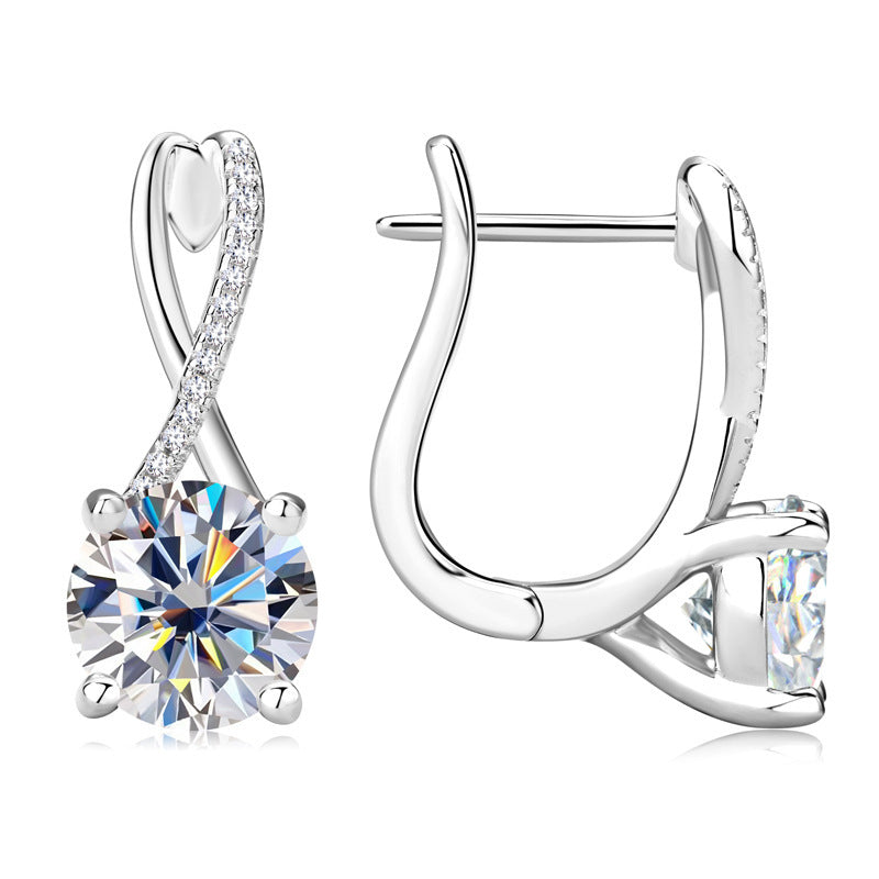Boucles d'oreilles en argent sterling S925 de haute qualité avec diamants à la mode