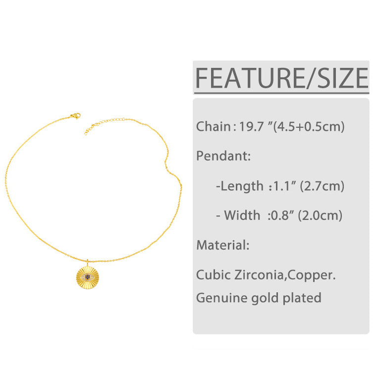 Collier pour filles avec pendentif plaque ronde de style froid