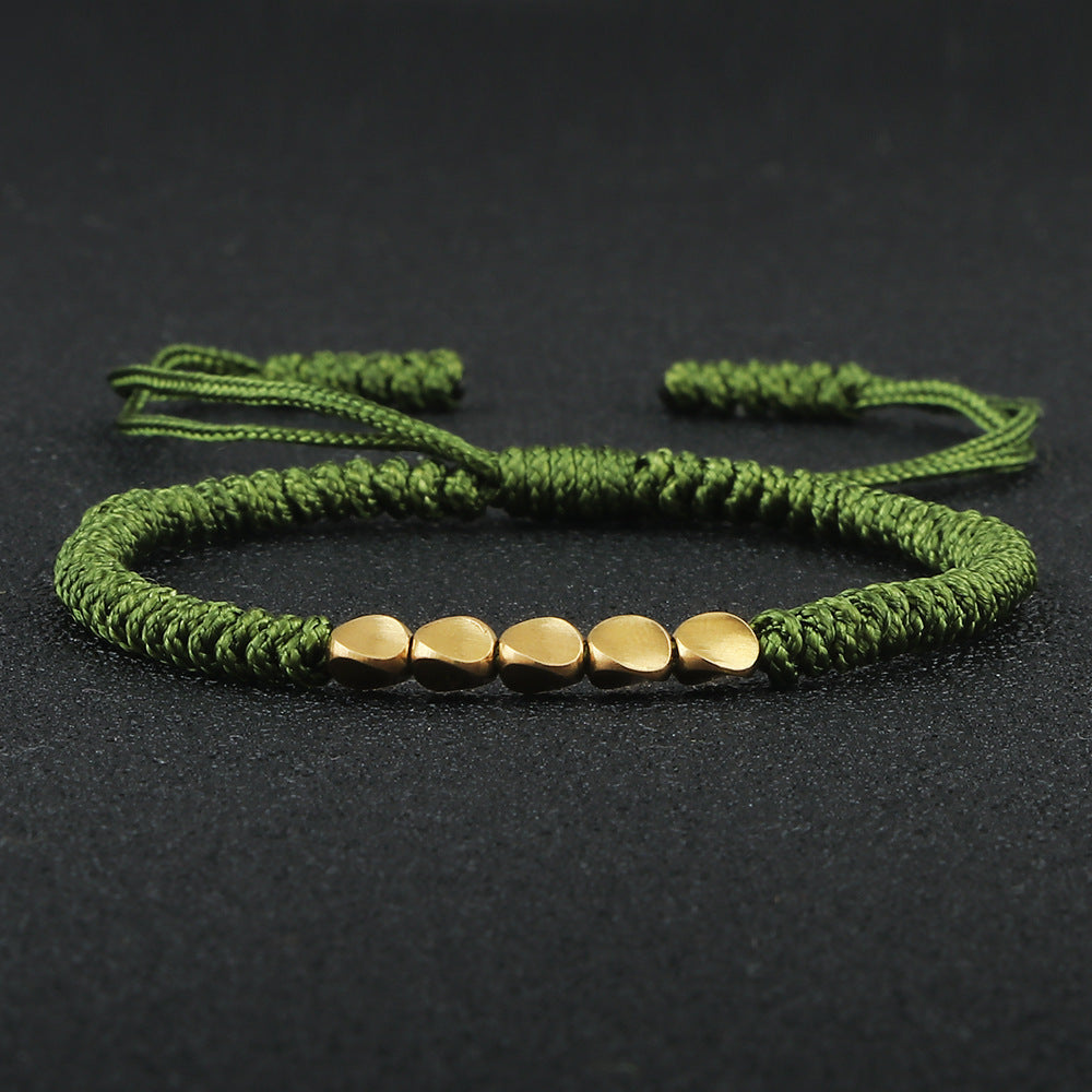 Bracelet perlé en perles de cuivre de forme irrégulière tissé à la main