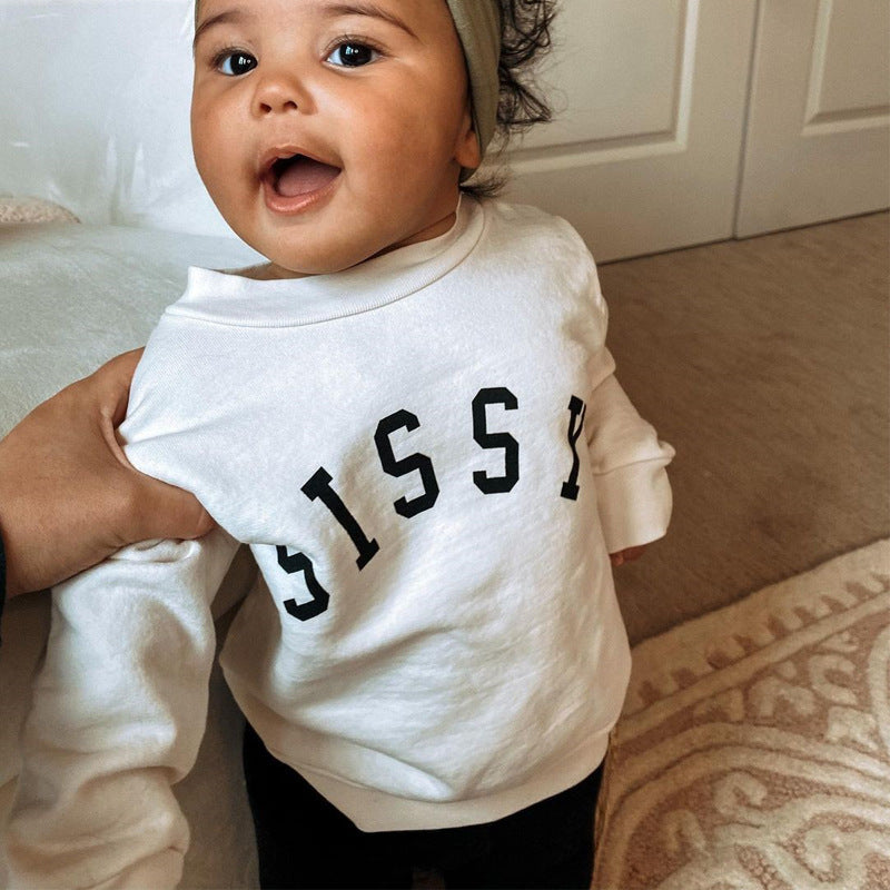 Pull-over décontracté avec lettres imprimées pour enfants, sweat-shirt pour enfants