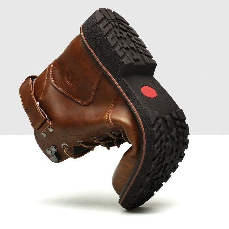 Bottes Martin doublées en polaire pour hommes britanniques, mi-hautes décontractées
