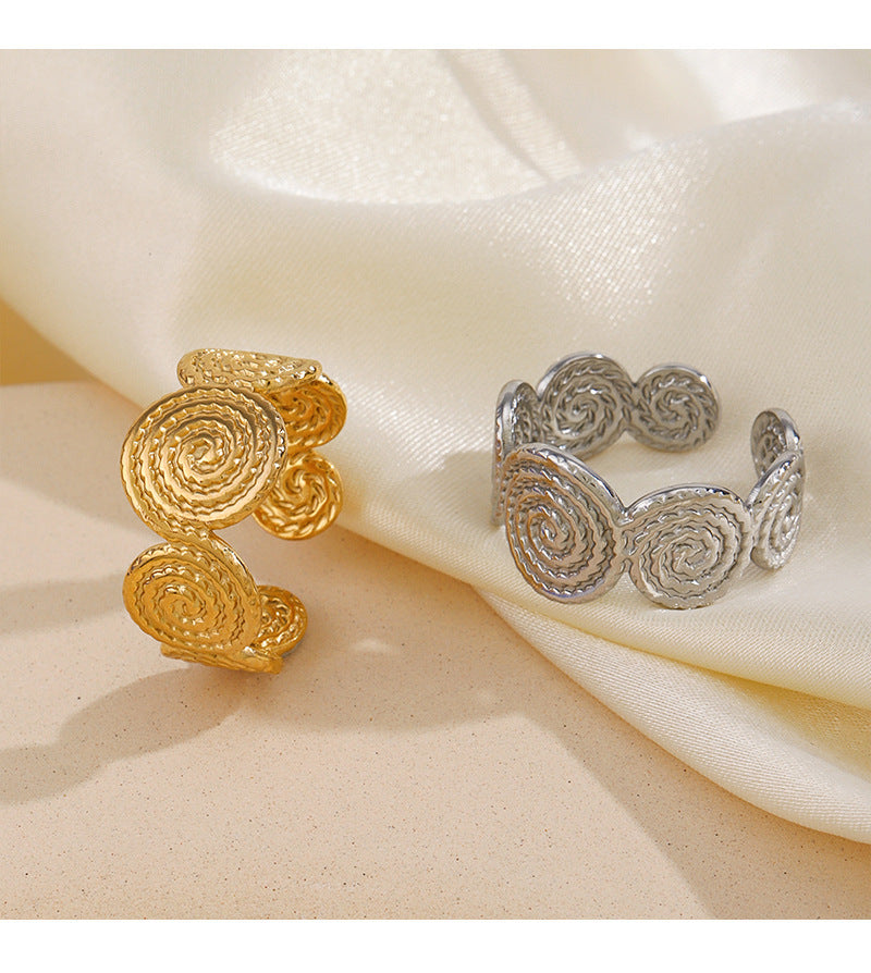 Anillo Redondo De Acero De Titanio Espiral De Acero Inoxidable Con Apertura Ajustable Femenina