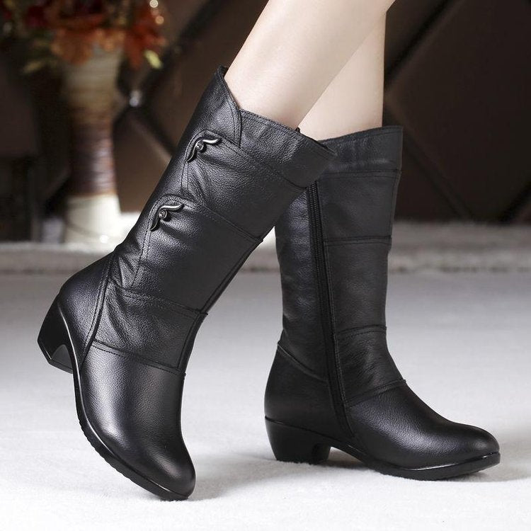 Bottes en velours rembourrées et chaudes à tête ronde pour femmes