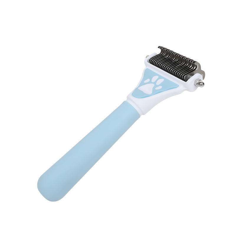 Brosse pour chien - Épilateur double face pour poils d'animaux - Peigne à nœud ouvert - Outil de démêlage pour chien - Épilateur double face pour chats et chiens - Râteau de toilettage pour sous-poil pour la perte