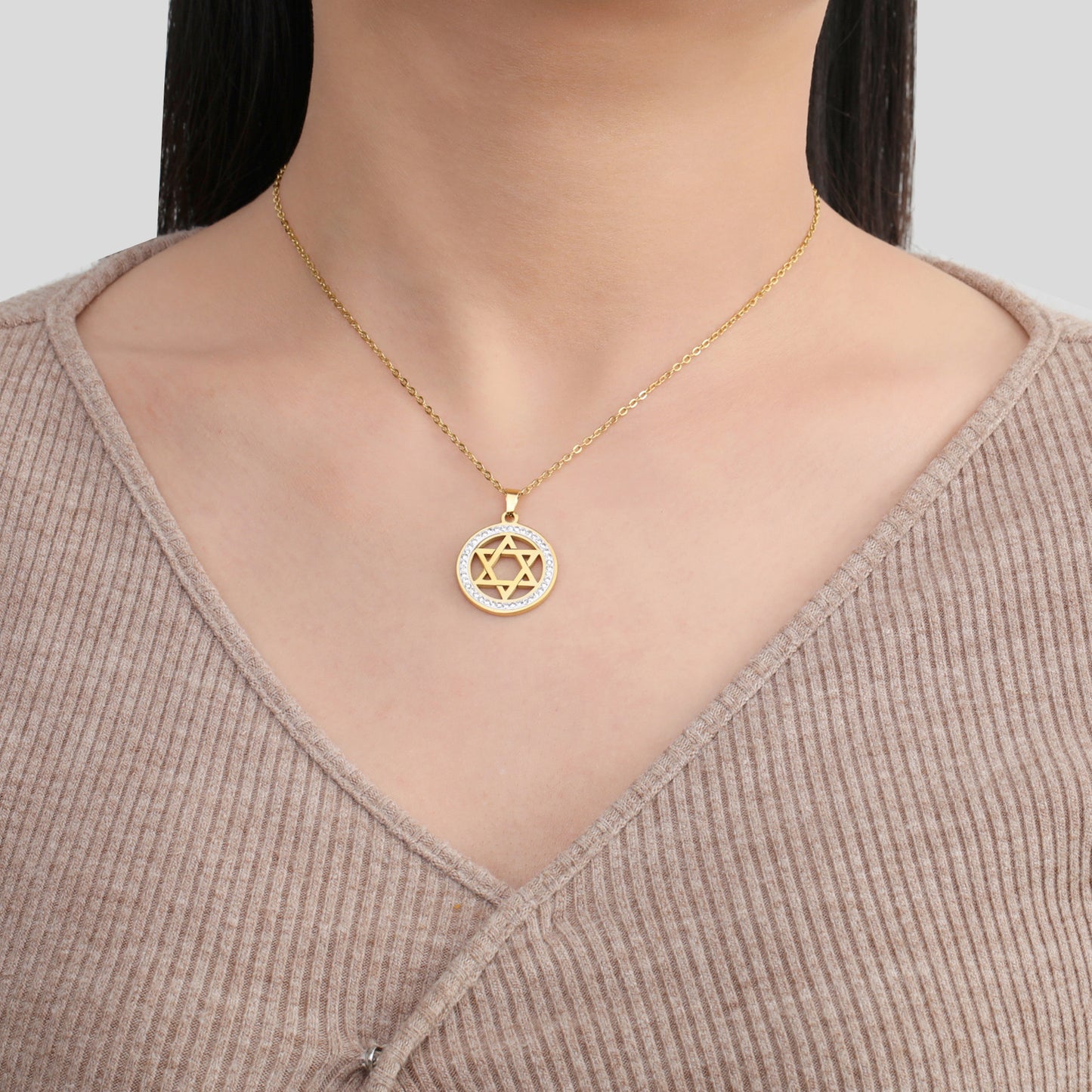 Women's Fashion Stainless Steel Transparent Zircon Chain Necklace