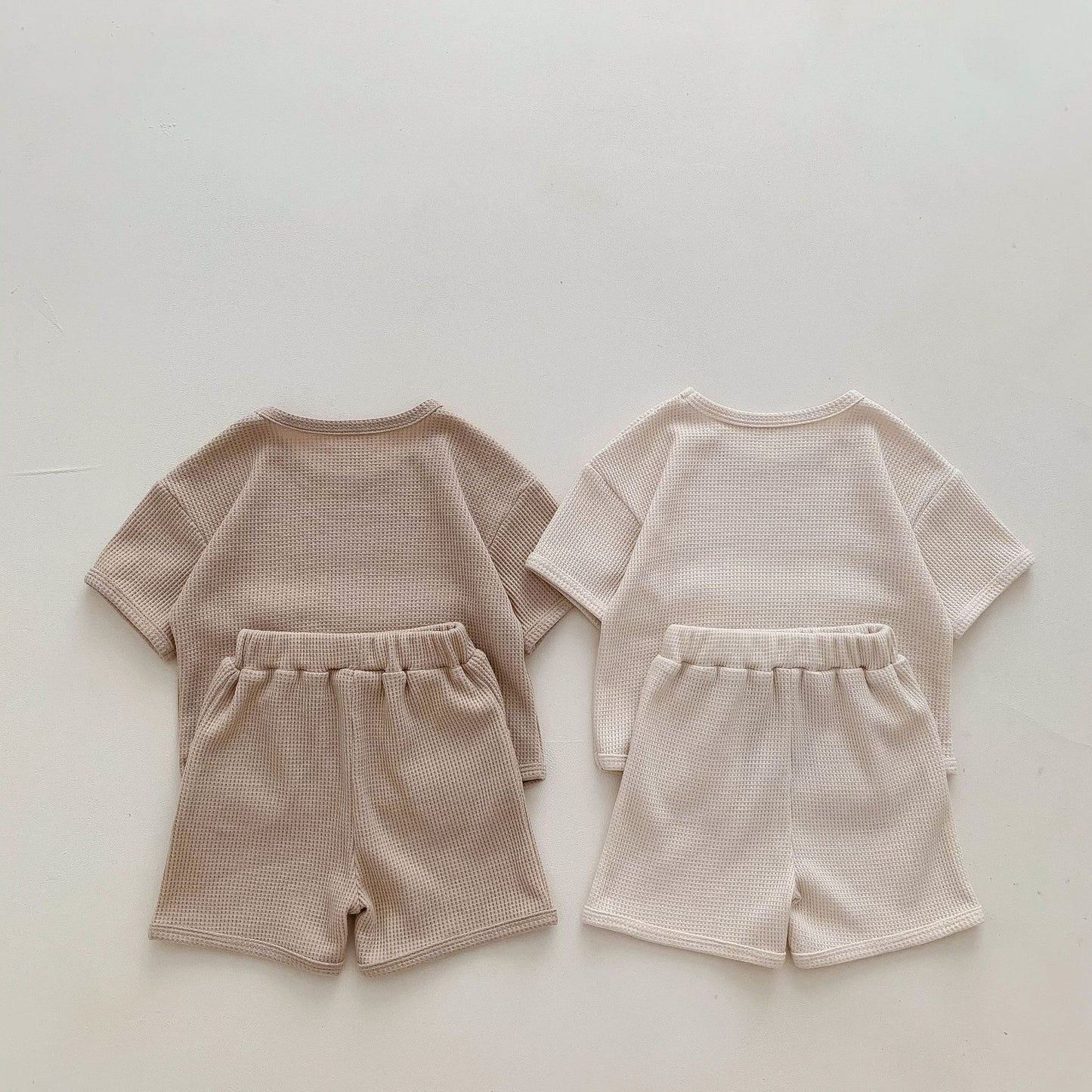 Costume unisexe pour bébé, vêtements d'été deux pièces gaufrés