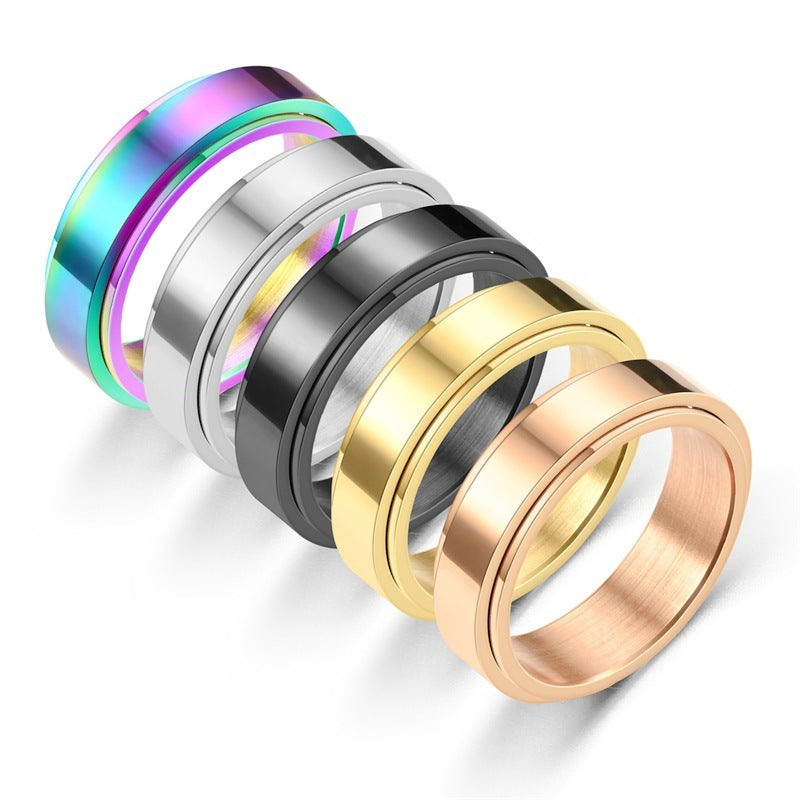 Bague végétale en titane à action tournante pour femmes